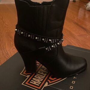 Harley-Davidson Women's Black Studded Heeled Boots